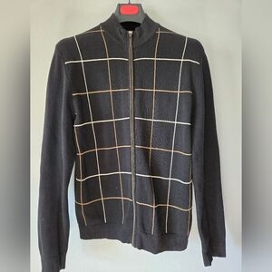 MEXX Black and Brown Grid Pattern Cotton Sweater. Mens L